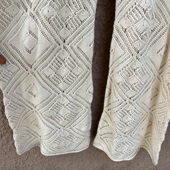 Free People FP Beach Get Away Fauxchet Cardigan Pants Set Crocheted Size M Cream - Picture 6 of 14